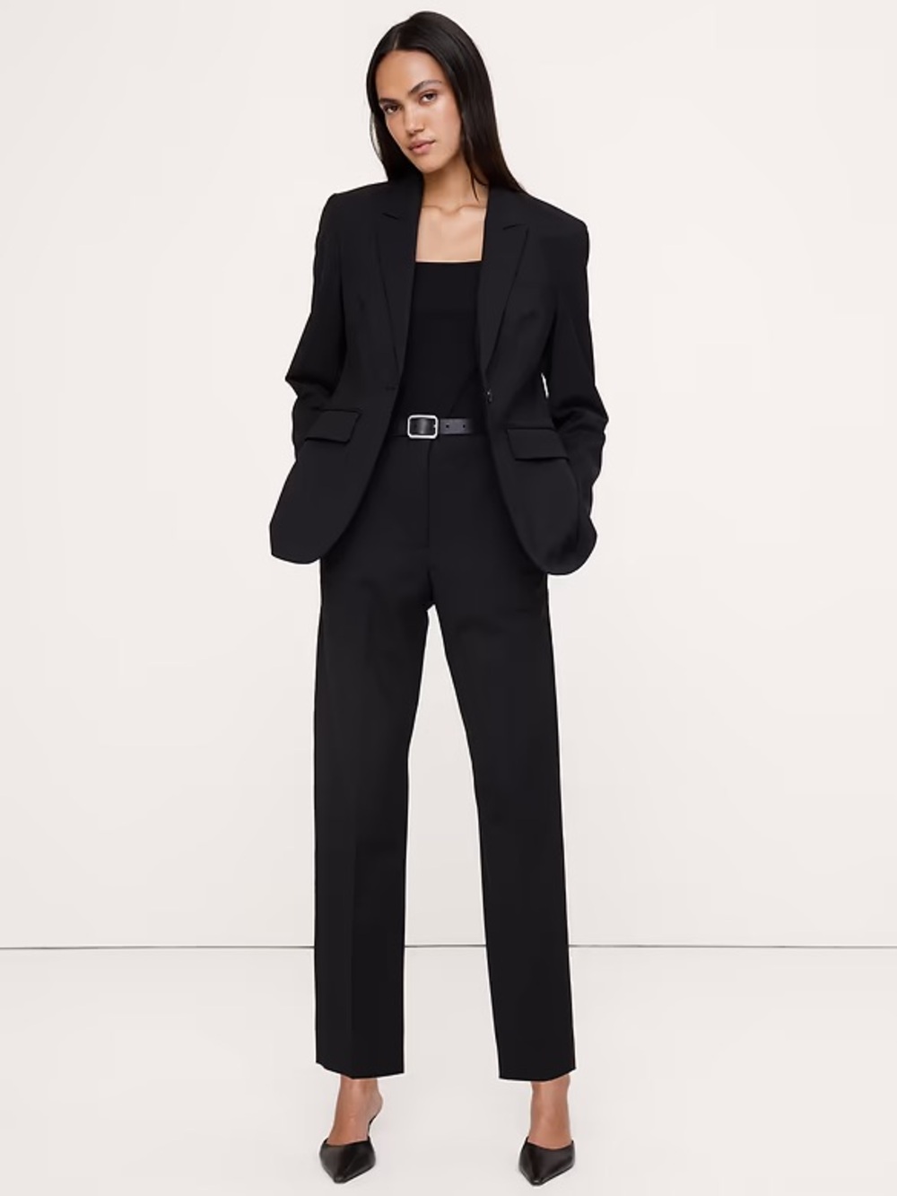 NWT! Banana Republic Black High-Rise Slim Italian Wool Ankle Pant 713495 📀1️⃣4️⃣